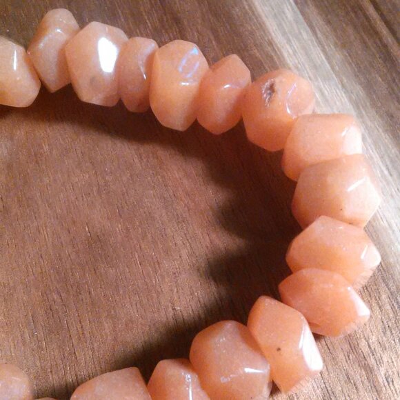 Freeform Faceted Red Aventurine Stretch Bracelet - Picture 7 of 11